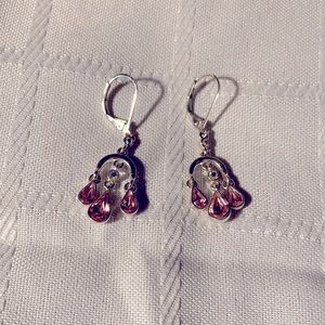 Pink and silver Drop Earrings